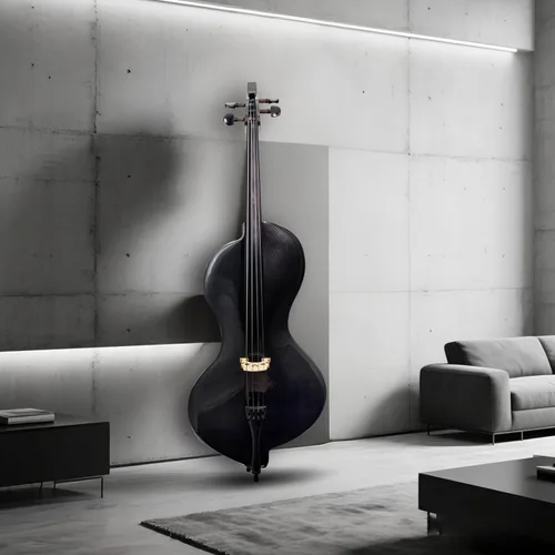 Miniatura 5 de TARIO Violonchelo eléctrico de tamaño completo 4/4 con pastilla activa de sombra, diapasón de ébano, acabado de fibra de carbono texturizada, cuerpo