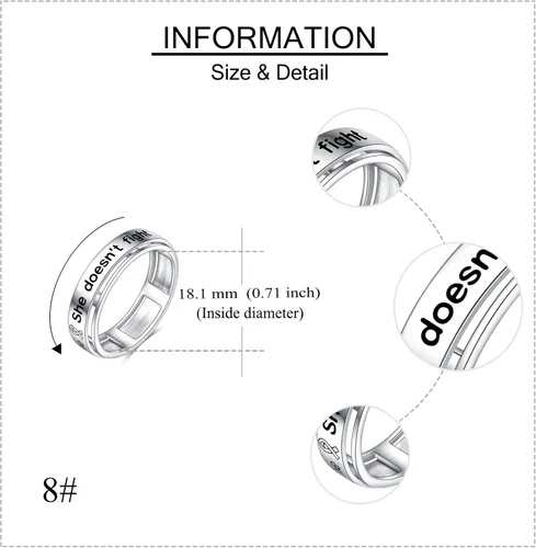 Miniatura 4 de Anillo giratorio para ansiedad de plata de ley para mujer, Plata Esterlina, no conocido
