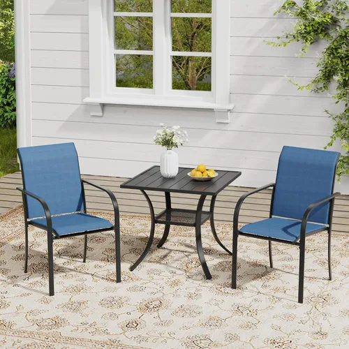 Miniatura 58 de VICLLAX Juego de 2 sillas de patio pequeñas para exteriores, juego de sillas apilables para patio y mesa de comedor cuadrada para porche delantero