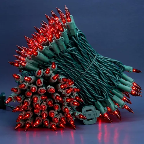 Miniatura 2 de 200 unidades de luces de Navidad rojas, paquete de 2 hebras de 100 unidades, 33 pies de cable verde, luces de cadena festivas UL listadas (rojo)
