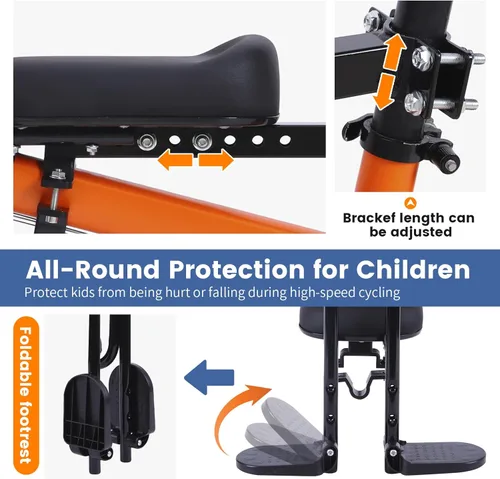 Miniatura 3 de Asiento de bicicleta para niños, asiento de bicicleta para niños de 2 a 5 años, asiento de bicicleta para niños de 2 a 5 años, asiento de bicicleta