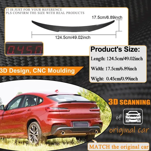 Miniatura 5 de alerón de baúl de fibra de carbono para BMW X4 G02 X4M F98 2019-2025 alerón trasero Highkick ala de fábrica Outlet