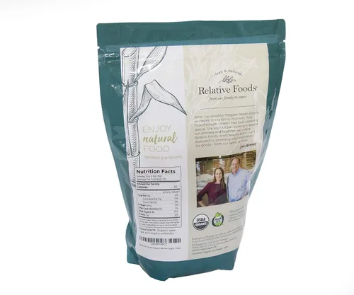 Miniatura 2 de Relative Foods Bolsa resellable de azúcar moreno orgánico de 3 libras. Empaquetada en nuestra instalación sin alérgenos, sin gluten. Certificado sin