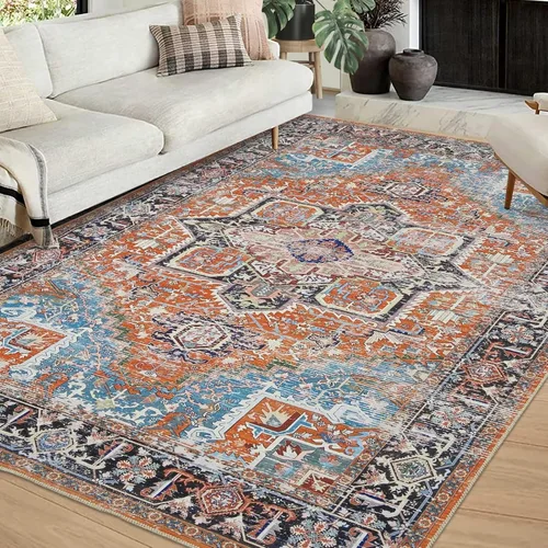 Miniatura 28 de COZYLOOM Alfombra vintage de 2 x 6 pies, estilo oriental con estampado floral, envejecida, estética, bohemia, de felpilla, para entrada, pasillo
