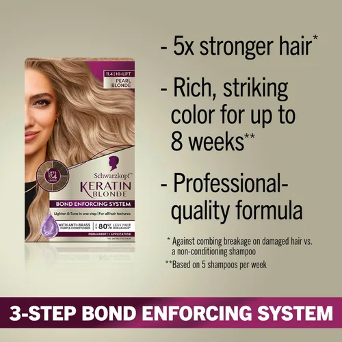Miniatura 2 de Schwarzkopf Tinte para Cabello Rubio con Queratina, 11.4 Rubio Perla de Elevación Alta, Color de Cabello Permanente de Calidad Profesional, Sistema
