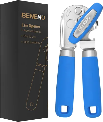 Miniatura 7 de Beneno Abrelatas manual resistente con imán, hoja de acero al carbono afilada duradera, corte suave, gran perilla de ahorro de esfuerzo y mango