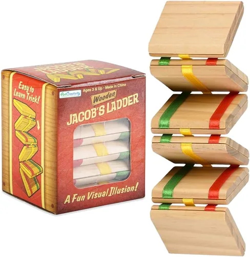 ArtCreativity Juguete de escalera de madera de Jacob, juego de 2, juguetes retro de madera para niños y adultos, juguetes de ilusión óptica,