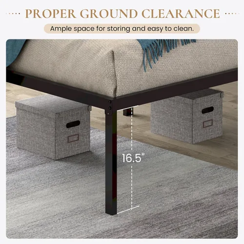 Miniatura 6 de SHA CERLIN Base de cama de plataforma de tamaño individual resistente, cabecera autofija, no necesita somier, base de colchón, sin ruido, fácil