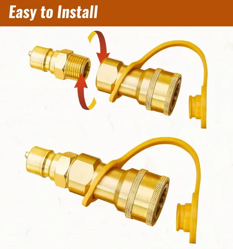 Miniatura 4 de CALPOSE Kit de conexión rápida de gas de 1/2", conector de desconexión rápida de gas LP y enchufe de inserción macho, latón macizo