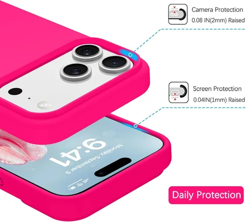 Miniatura 6 de GUAGUA Funda compatible con iPhone 17 Pro Max de 6.9 pulgadas de silicona líquida de gel suave, forro de microfibra delgada con textura, funda
