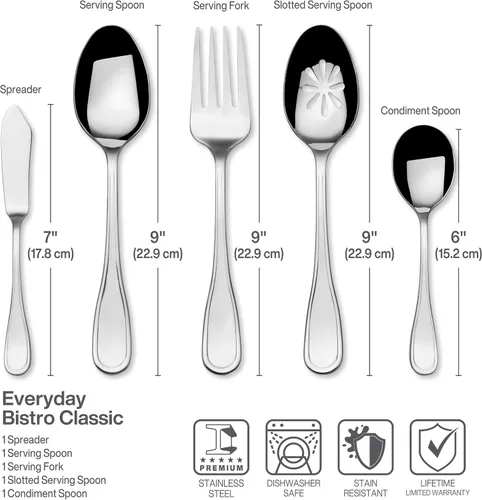 Miniatura 3 de Fitz & Floyd Fitz and Floyd Everyday Bistro Classic Cubiertos servicio de 45 piezas para ocho, gris, 5266453