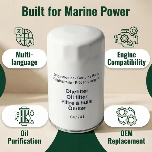 Miniatura 4 de 847741 21549542 Kit de filtro de aceite compatible con Volvo Penta TAMD71 TAMD72 TAMD63 AQ115 AQ130 Series Diesel Marine