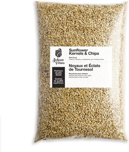 Schoen Farms Granos y patatas fritas de girasol – Bolsa de 10.0 lbs – Semillas de pájaro de corazones de girasol con cáscara – Alimento sin desorden