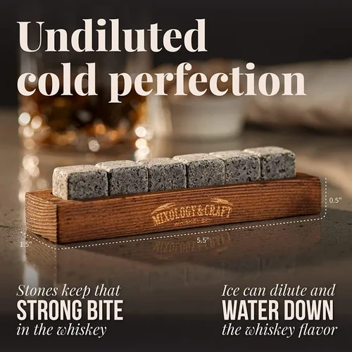 Miniatura 4 de Mixology & Craft Piedras de whisky – Juego de 6 rocas de whisky escalofriantes de granito en forma de cubo, regalos de whisky para hombres