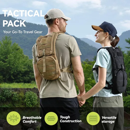 Miniatura 2 de MARCHWAY Mochila táctica de hidratación Molle con bolsa de agua de TPU de 3 litros, mochila militar para ciclismo, senderismo, correr, escalada