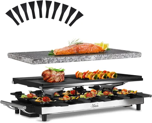 Artestia Parrilla de queso raclette de gran tamaño de 1500 W, parrilla coreana de barbacoa de temperatura ajustable, raclette de queso con piedra de