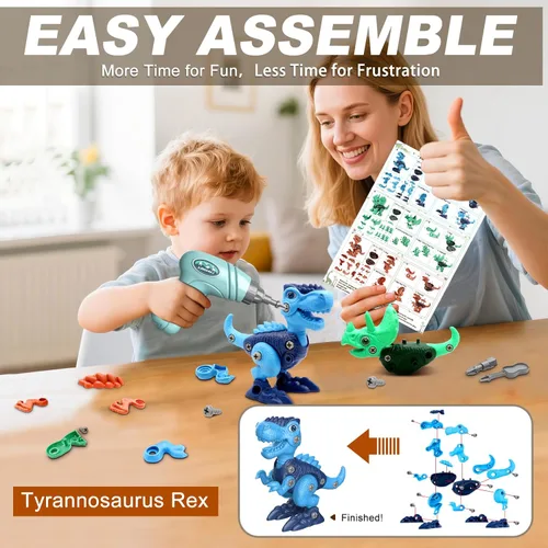 Miniatura 3 de Laradola Juguetes de dinosaurio para niños de 3, 4, 5, 6, 7, 8 años, juguetes de dinosaurio desarmables para niños de 3 a 5 y de 5 a 7 años, Verde