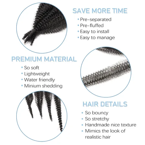 Miniatura 3 de Cabello para Trenzas Marley Twist de 16 Pulgadas, Cabello Marley, Cabello Afro Cubano Spring Twist, Cabello Passion Twist, Cabello para Envolver