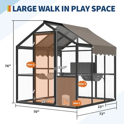 Miniatura 2 de Catio - Recinto de aluminio extra grande para gatos al aire libre, para múltiples gatos, corren gatos grandes, recinto para gatos en condominio