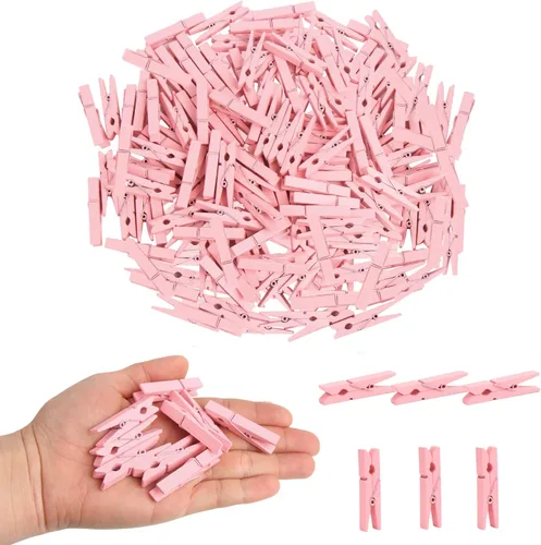 Miniatura 11 de KIMOBER 200 mini pinzas de madera para ropa, colores mezclados, pequeños pasadores para manualidades, fotos, papel