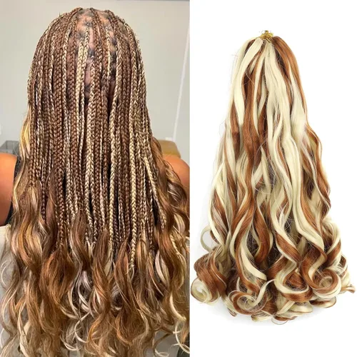 Miniatura 55 de Cabello rizado francés para trenzar de 12 pulgadas, 8 paquetes de cabello rizado preestirado para trenzas de caja, rizos franceses, trenzas