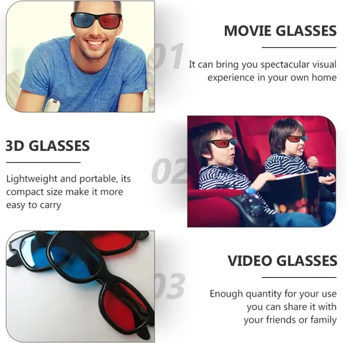Miniatura 7 de Proyector 3D rojo, 20 unidades, 3 marcos, gafas de estilo 3D para juegos de películas en 3D, lentes de visualización 3D, computadoras portátiles