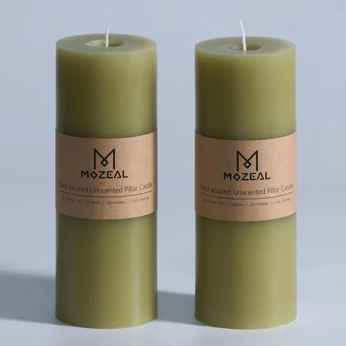 Miniatura 11 de MOZEAL Velas grandes sin perfume vertidas a mano de 3 x 8 pulgadas, sin humo, juego de 2, combustión lenta, sin goteo, aproximadamente 150 horas