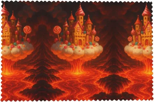 Miniatura 8 de Rectangular Placemats Set of 4, Heat Resistant Candy Castle Printed Kitchen Dining Table Mats