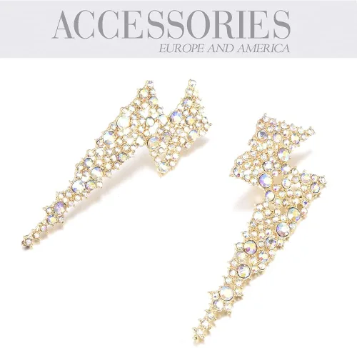 Miniatura 4 de Aretes colgantes con forma de rayo de cristal, para mujer, colección KELMALL