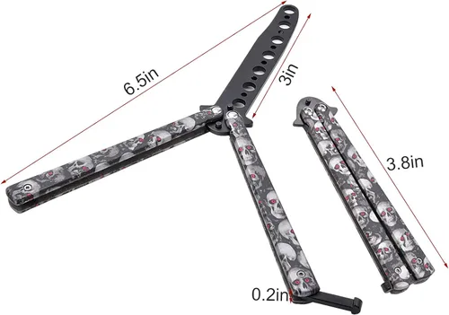Miniatura 2 de AIFUSI Cuchillo de mariposa entrenador, entrenamiento y práctica para niños y adultos, acero Balisong Trainer sin afilar, 100% seguridad Balisong