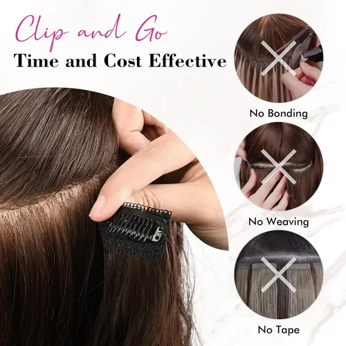 Miniatura 8 de REECHO Extensiones de cabello con pinza, 4 piezas de extensiones de cabello rubio de 24" de largo, ondas de playa gruesas, HE003, trama de encaje