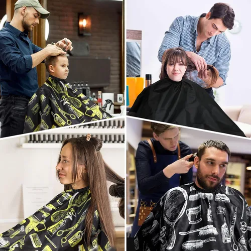 Miniatura 7 de FEBSNOW 3 piezas de capa profesional para barberos para adultos, capa de salón de peluquería para peinado y coloración del cabello, Varios