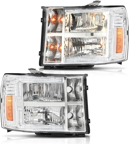 Miniatura 10 de PIT66 Conjunto de faros compatible con GMC Sierra 1500 2500HD 3500HD 2007-2013 Faros de halogéno para lado del conductor y del pasajero Lente
