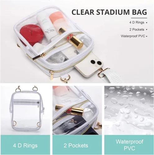 Miniatura 11 de Bolso cruzado aprobado por estadios para mujer, bolsa transparente para estadios para eventos deportivos, conciertos