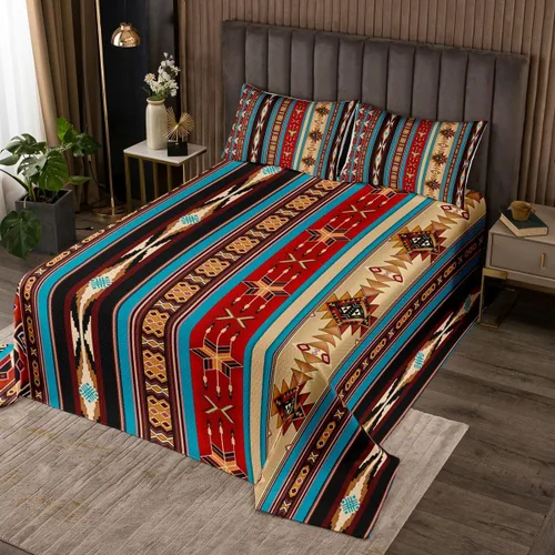 Miniatura 30 de Erosebridal Southwestern - Juego de colcha geométrica bohemia acolchada tamaño individual, juego de edredón étnico tribal con flechas occidentales
