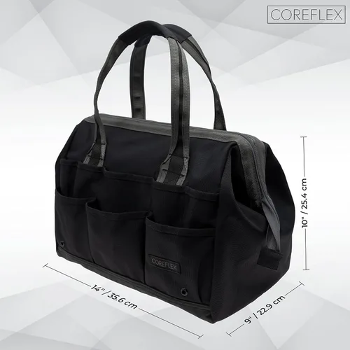 Miniatura 3 de Coreflex Bolsa de herramientas de 14 pulgadas de boca ancha, bolsa de equipo, de múltiples propósitos - para plomeros, electricistas, manitas, Negro
