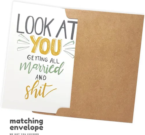 Miniatura 7 de Sleazy Greetings Divertida tarjeta de boda para compromiso matrimonial – Humor para adultos, tarjeta de felicitación de boda sucia (casado y mierda)