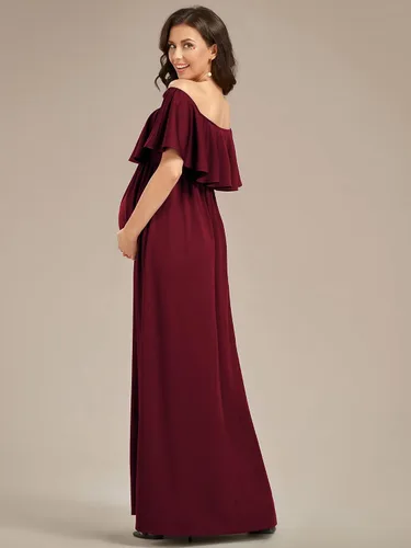 Miniatura 2 de Ever-Pretty Vestido casual de maternidad con hombros descubiertos y mangas abullonadas con cintura fruncida en una línea hasta el suelo 01802-EY