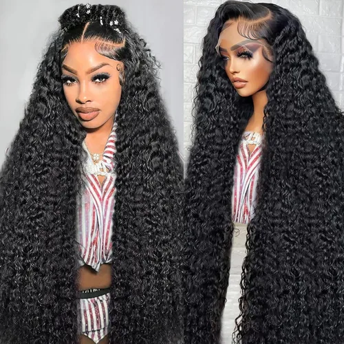 Miniatura 12 de Pelucas de cabello humano rizado con encaje frontal de 13 x 6 pulgadas, pelucas de cabello humano brasileño rizado para mujeres, densidad del 200 %