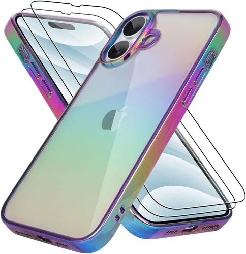 Miniatura 36 de Bonoma Funda magnética para iPhone 13 【Soporte para Magsafe】Protector de cámara de lujo de cristal fluorescente iridiscente con láser brillante + 2