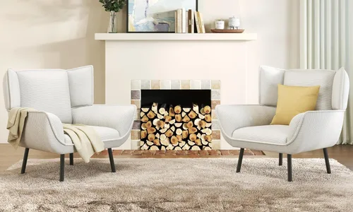 Miniatura 8 de AMERLIFE Silla decorativa, silla tapizada para sala de estar con respaldo alto, sillón de lectura gris para dormitorio, cómoda silla de pana