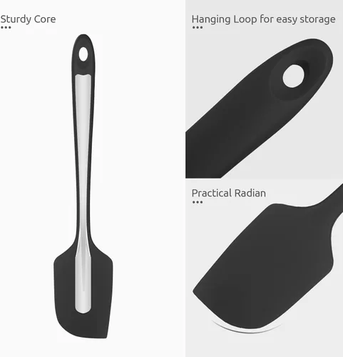 Miniatura 6 de Espátula grande de silicona resistente al calor: U-Taste 600ºF de alto calor, flexible, 11.38 pulgadas, mezcla de silicona, agitación, raspado, Negro