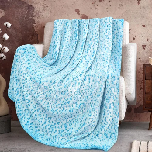 Miniatura 10 de ZHIKU Manta de Tiro Azul Tamaño Queen Suave de Forro Polar Mantas de Tiro para Cama Leopardo azul