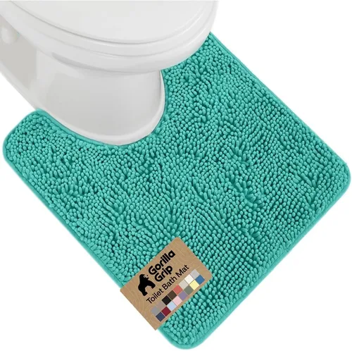 Miniatura 92 de Gorilla Grip - Tapete de baño afelpado, absorbente, peludo, de felpilla, para base de inodoro cuadrada, reverso de goma, suave, de microfibra, claro