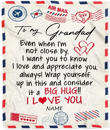 Manta de forro polar personalizada con texto en inglés «To My Grandad» de Grandkids I Love You Hugs con texto en inglés «To My Grandad» (texto en