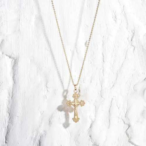 Miniatura 4 de Collar Fettero con dije de cruz de fe, chapado en oro de 14k, cadena fina, minimalista, simple, pequeña, para oración, regalo de joyería religiosa