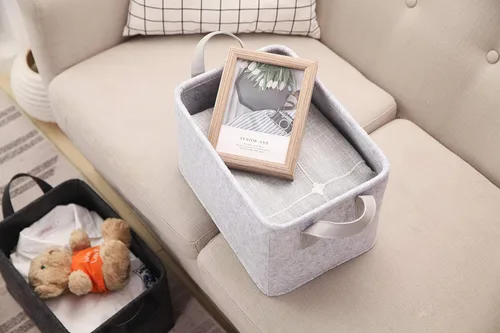 Miniatura 5 de Minoisome - Cestas de almacenamiento plegables de fieltro con asas de metal para juguetes, habitación de niños, ropa, toallas y revistas, cajas