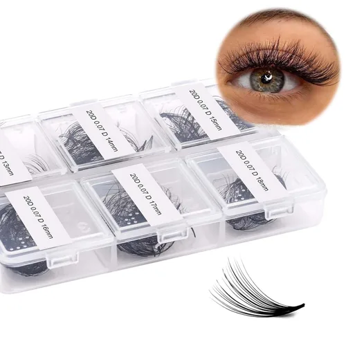 Miniatura 60 de Extensiones de Pestañas Rizo D 0.59-0.79 pulgadas Bandeja Mixta Seda Extensiones de Pestañas Clásicas Suministros Extensiones de Pestañas