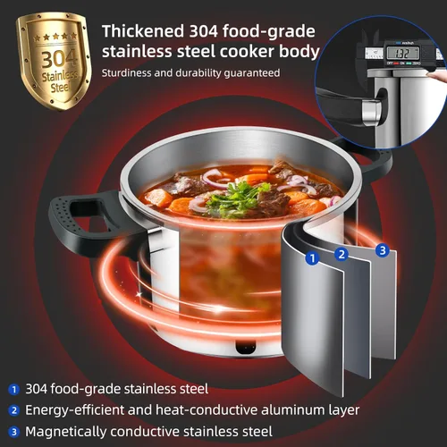 Miniatura 3 de Olla a presión de acero inoxidable de 12.68 cuartos de galón, olla a presión jumbo de gran capacidad, grado comercial, resistente, lista