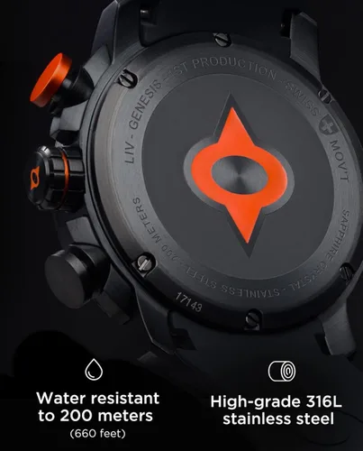 Miniatura 3 de LIV GX1 - Reloj clásico resistente con cronógrafo suizo de 177 pulgadas 316L SS 3D multicapa con fecha rápida resistente a los arañazos resistente